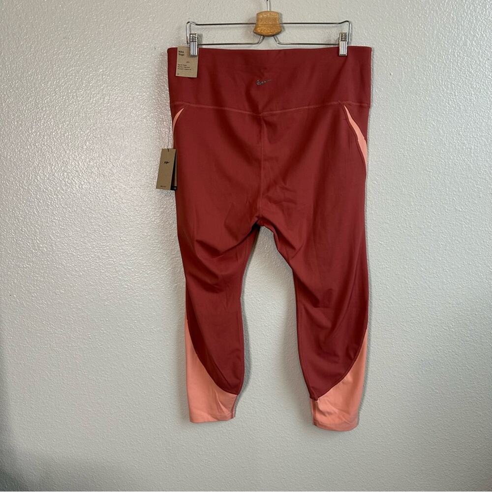 NWT Nike Yoga High Rise 7/8 Length Tight Leggings Rusty Red Pink Women’s Size 2X - Picture 7 of 12
